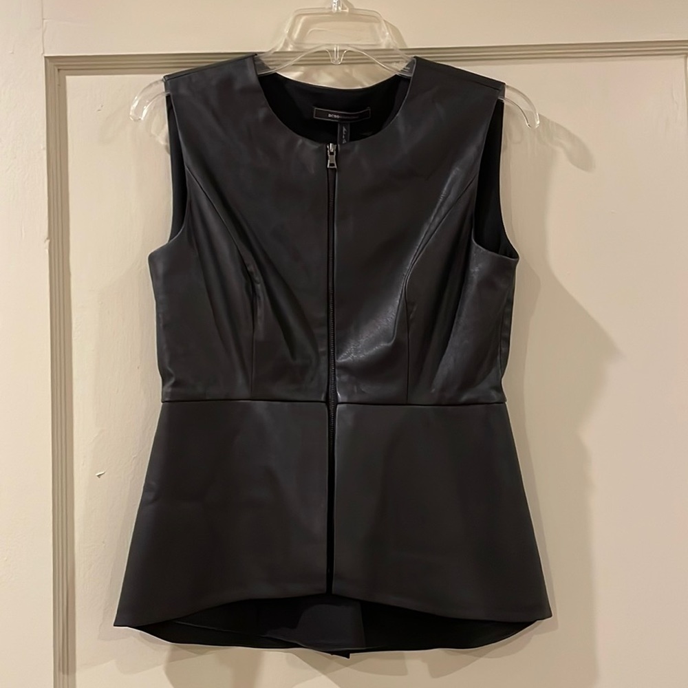 BCBG leather peplum top. Size S. NWT.